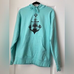 Teal Hoodie with Anchor Graphic